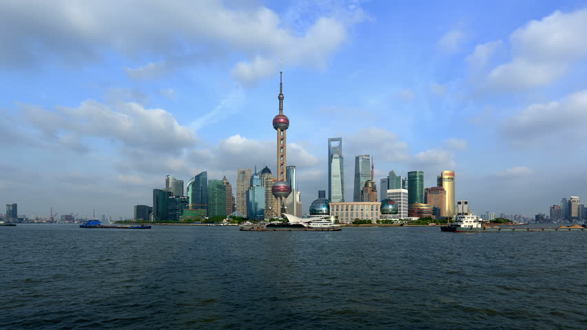 Shanghai skyline, timelapse.