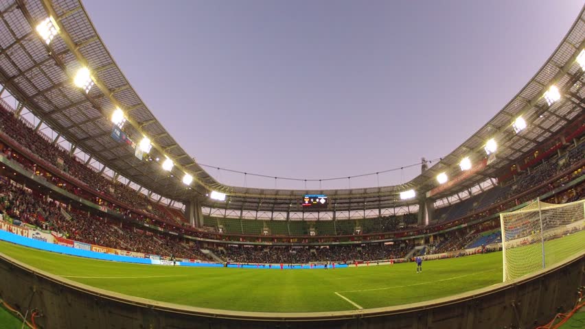 MOSCOW - SEP 7: (Timelapse View) Football fan watches match of Russian national team and Northern Ireland, qualifying tournament to FIFA World Cup of 2014, on Sep 7, 2012 in Moscow, Russia