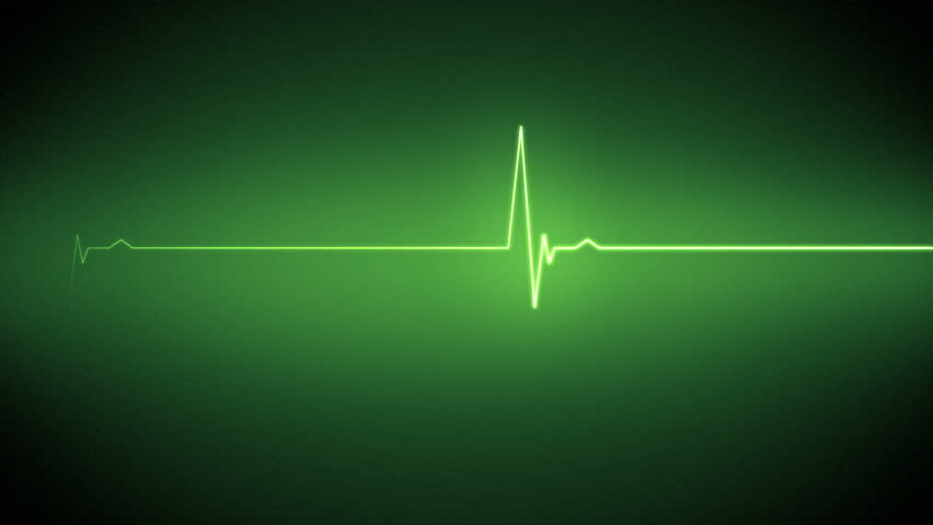 Green heart monitor line on black background