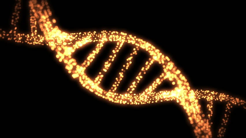 Appearing and dissappearing DNA helix in shimmering orange