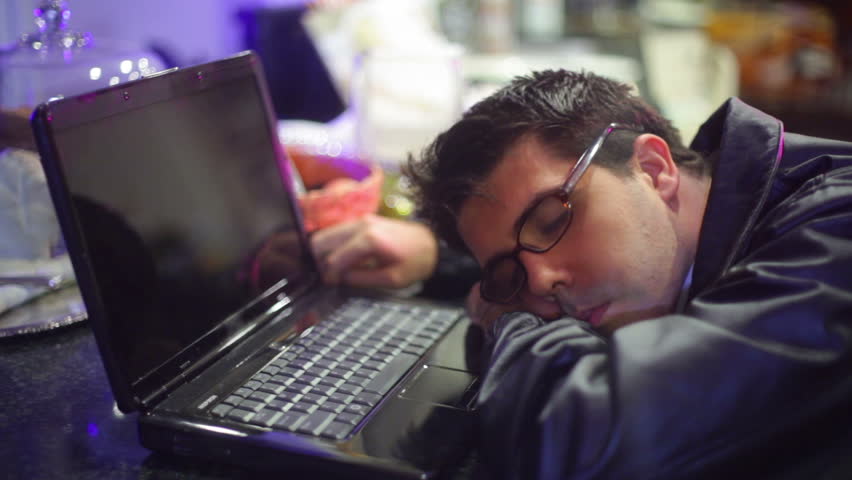Overworked on the laptop sleeping