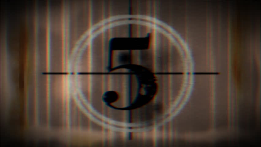 Grunge film leader countdown,projector sound included