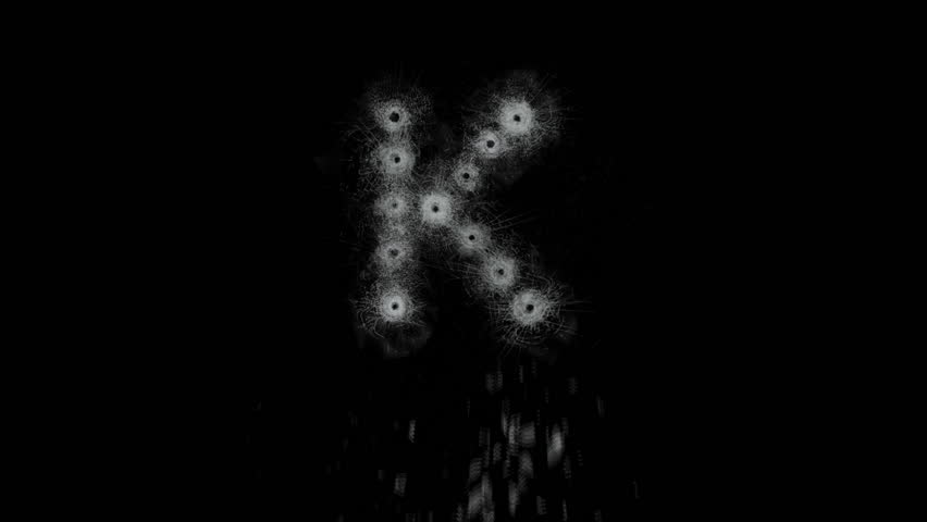 Gun shots in Glass forming letters J K L