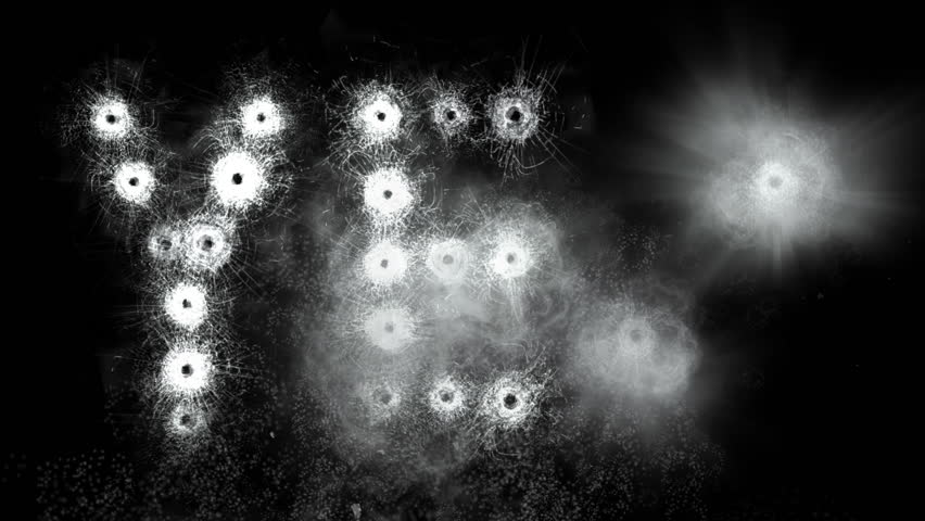 Gun shots in Glass forming word YES (FullHD)