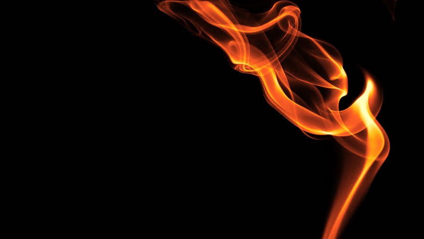 HD flame-coloured smoke on black background 