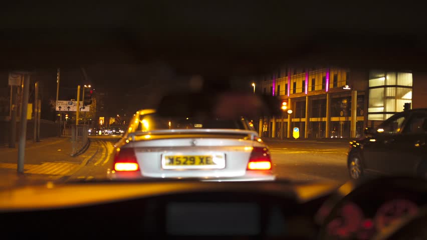 LANCASHIRE, UK - CIRCA AUG 2012: Night driving Timelapse from Bowland, Lancashire to Preston, Lancashire, UK using country roads, main roads, and M6 motorway Circa August 2012