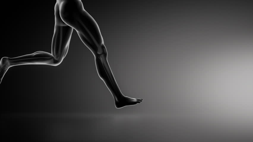 Running man with knee joint detail lateral view