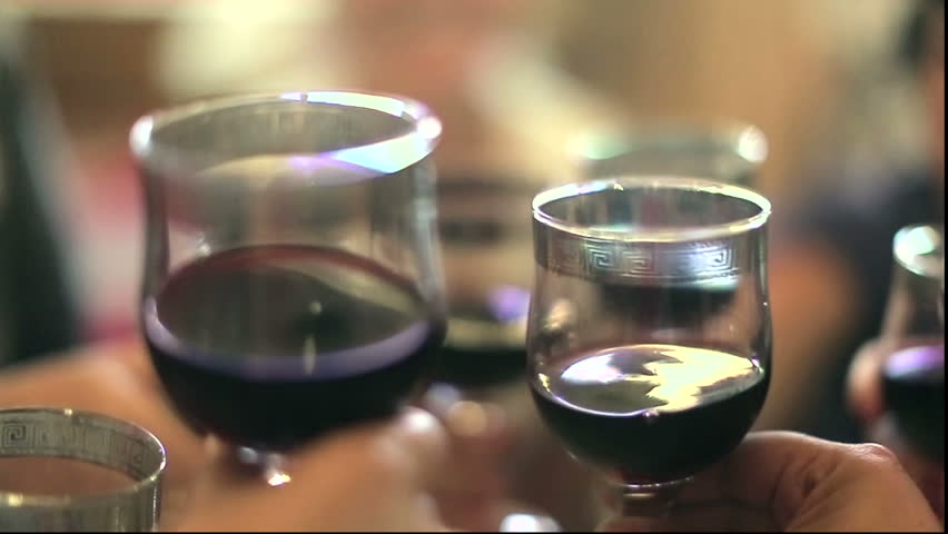 People in the restaurant drinking wine glasses