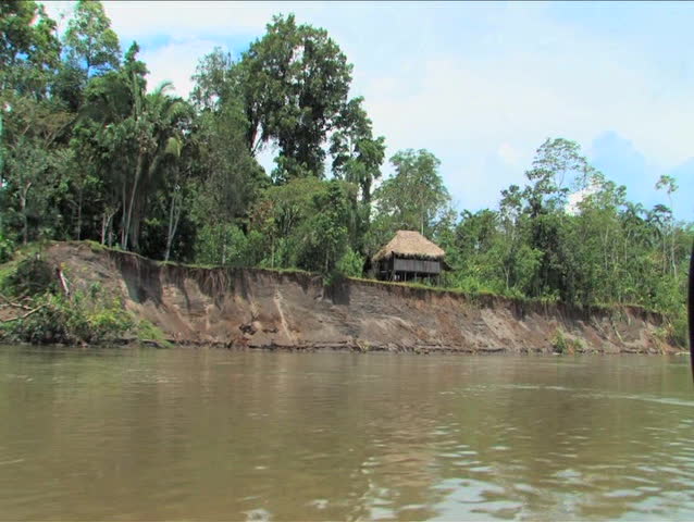Cabana home along the Rio Napo River, Ecuadorian Amazon