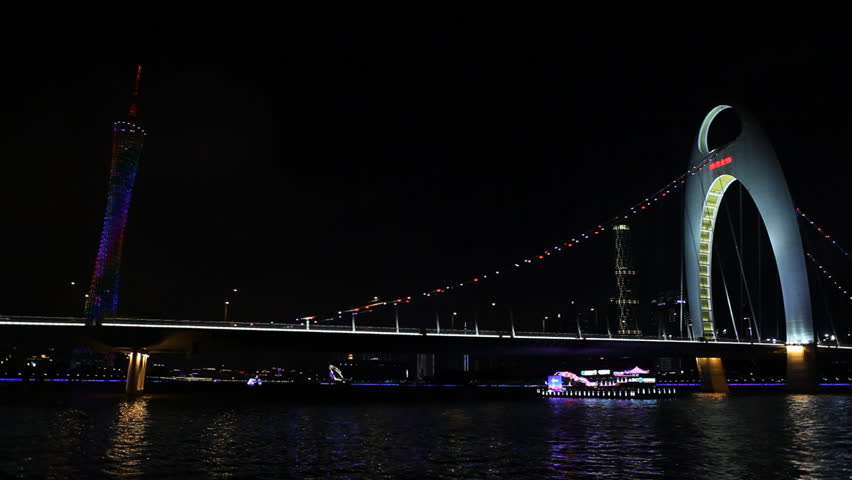 GUANGZHOU, CHINA - MAY 12, 2012 Liede Bridge, Pearl River, International Finance Center, IFC, Guangzhou, China.
