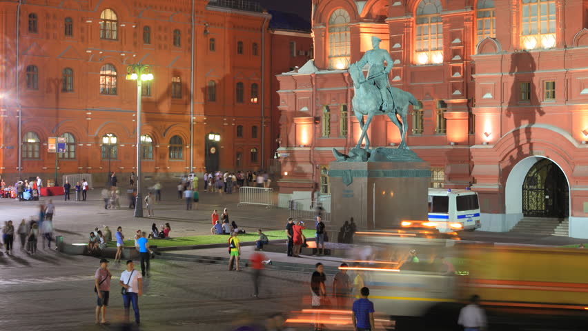 State Historical Museum in Moscow night timelapse