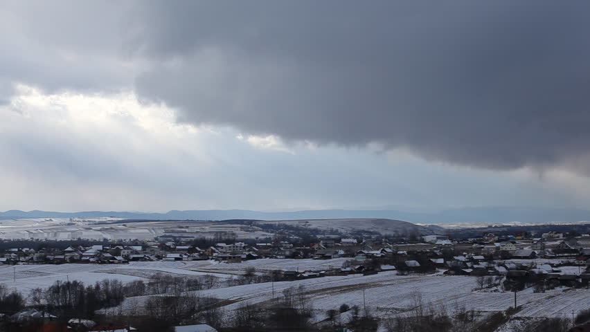 Village in Winter Scene, Landscape in Winter Season, Hills in Snow, Forest
