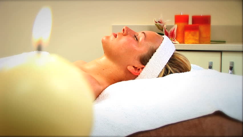 Beautiful blonde girl relaxes at the health spa
