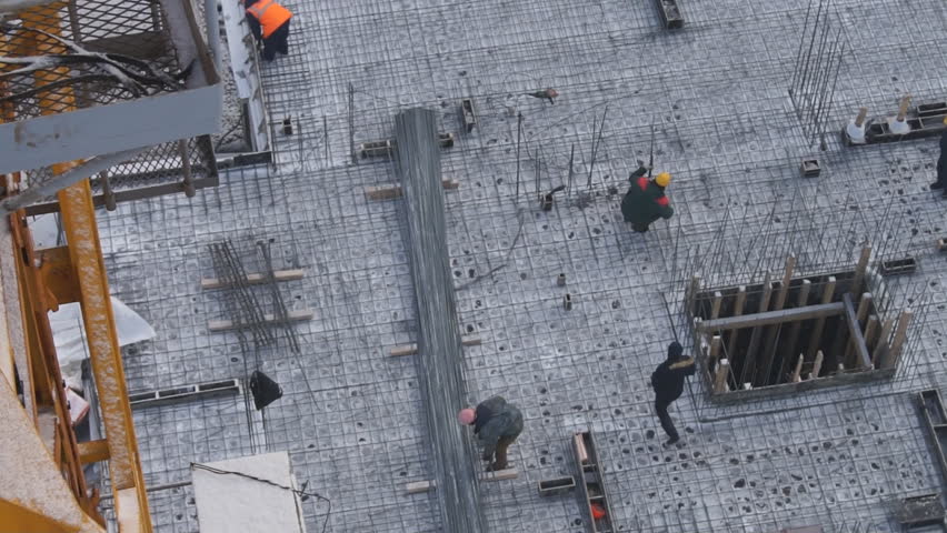 Winter construction. With the boom of a crane. construction site