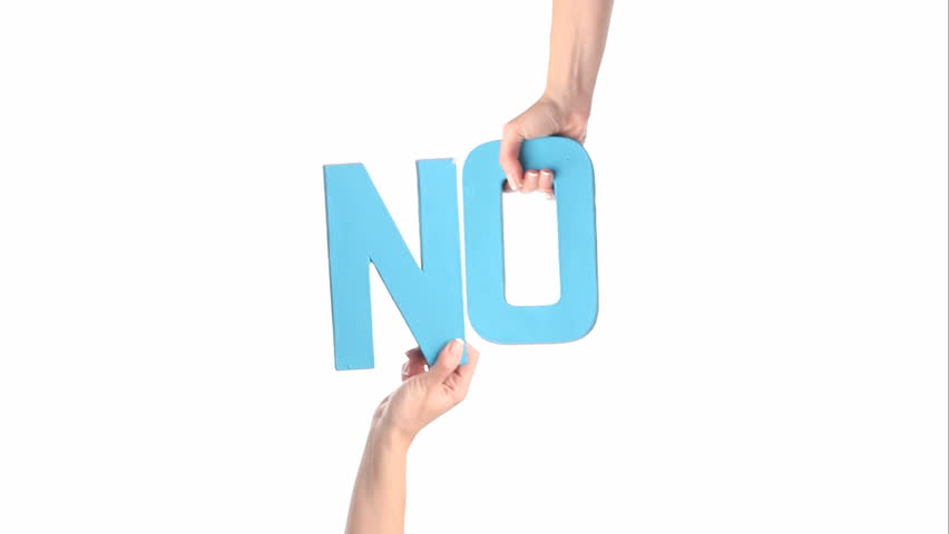 Female hands holding letters NO