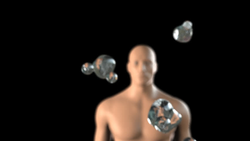3d visual of Streptococcus pneumoniae water-borne virus entering a male model's pulmonary system via inhaled air