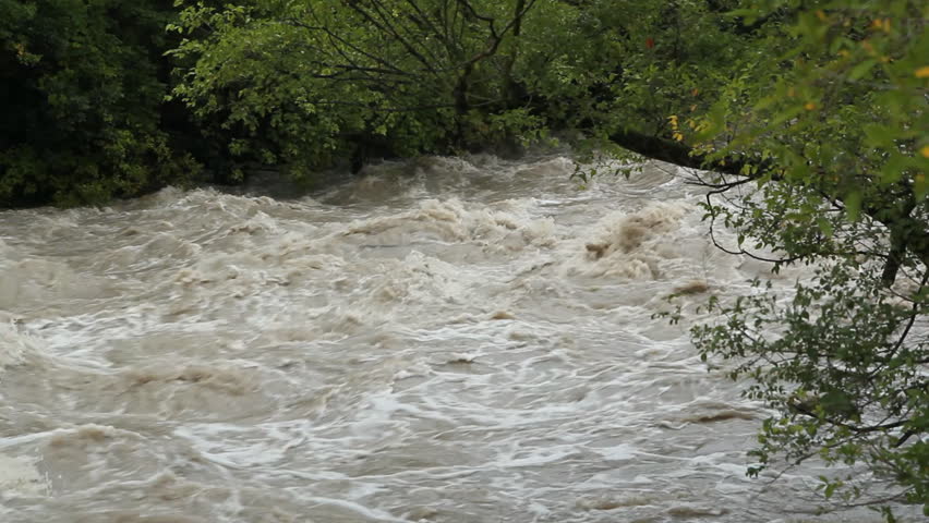 Flood river. Rough section.
Turbulent river after flash flood. Don River, Toronto, Canada.
