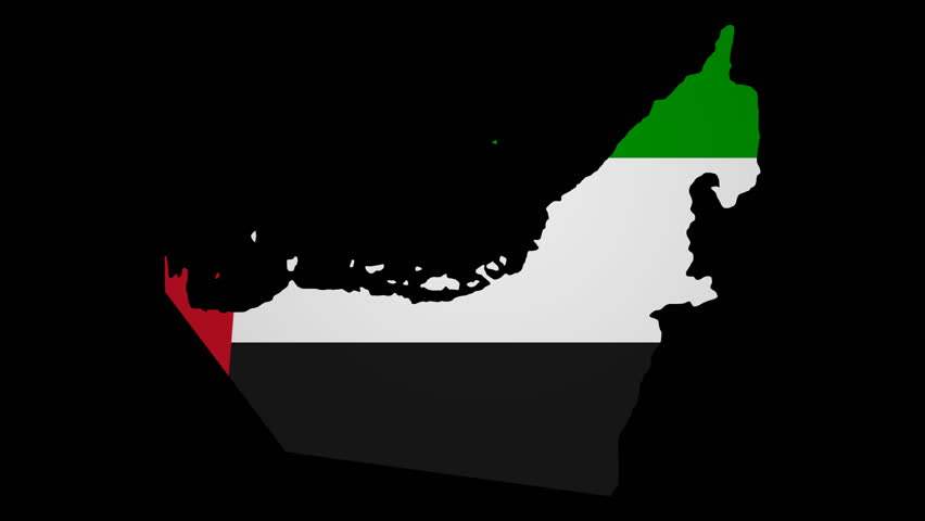 UAE map with rippling flag animation