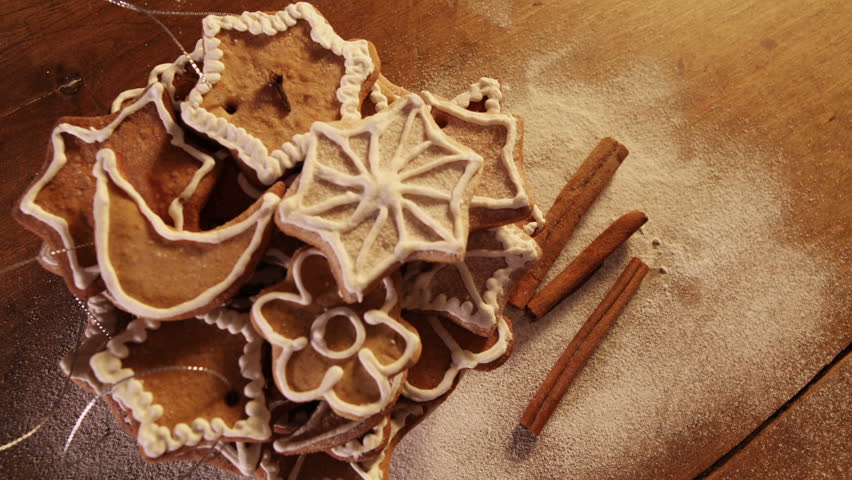 Hungry family eating Christmas cookies very fast