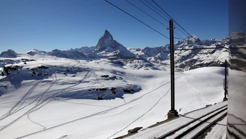 View from railway to Gornergrat, with Matterhorn in the background, Switzerland, Europe