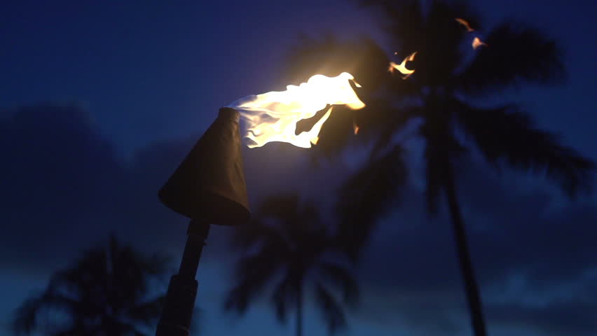 Tiki Torch, Slow Motion Fire, 240 fps at 24p, Beach Lantern