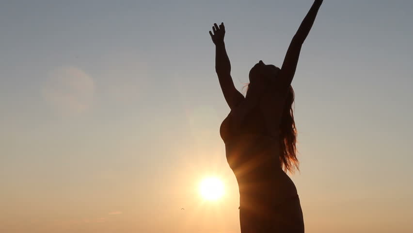 dance and sunset, silhouette