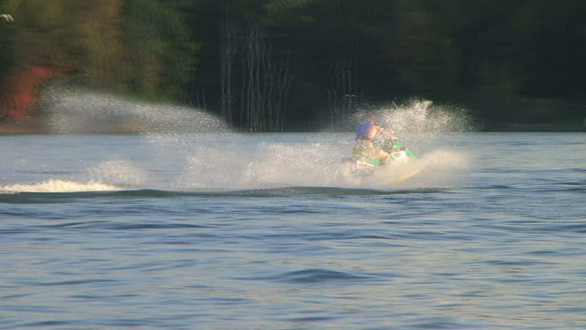 WAYNESVILLE - SEPTEMBER 8: A young man (name withheld) from Waynesville, OH enjoys one of the last days of summer riding his jet ski at Caesar Creek State Park September 8, 2007 in Waynesville, OH.