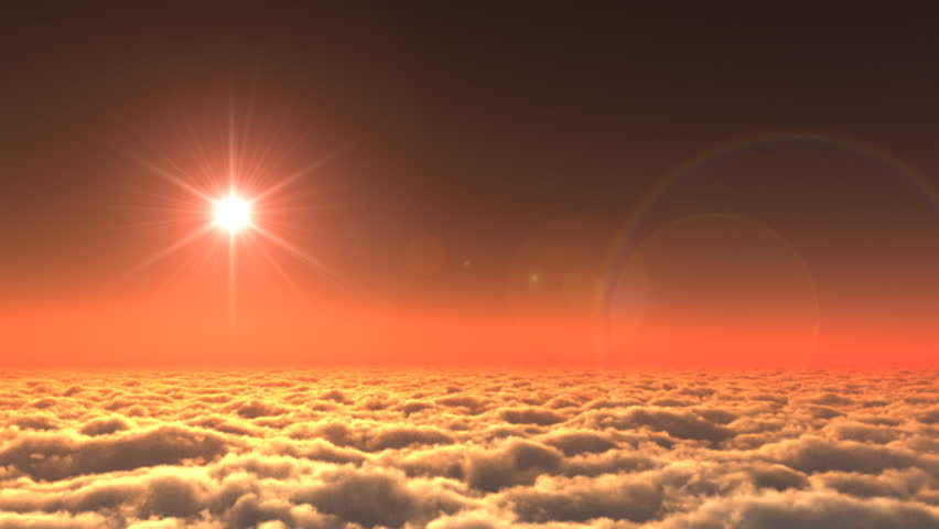Above clouds Sunset,Godrays
