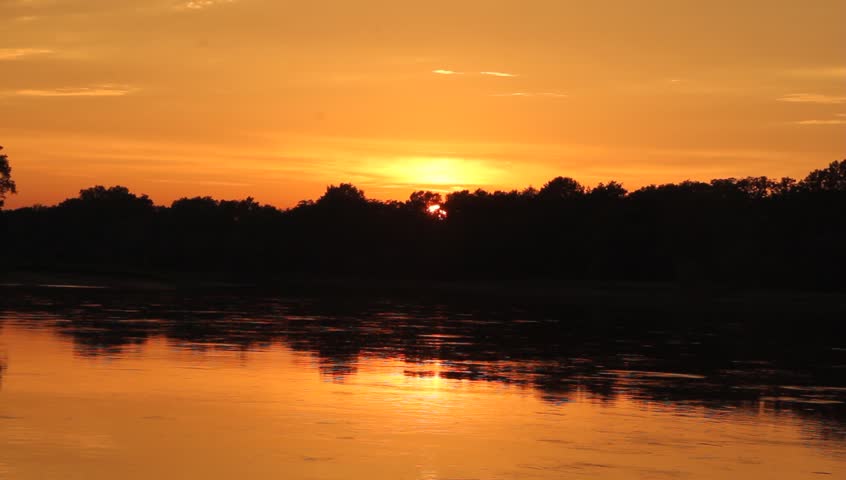 Sunset on the Elbe river in Saxony-Anhalt / Germany