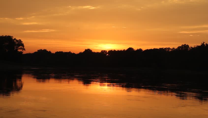 Sunset on the Elbe river in Saxony-Anhalt / Germany
