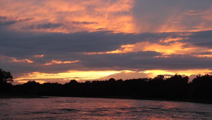 Sunset on the Elbe river in Saxony-Anhalt / Germany