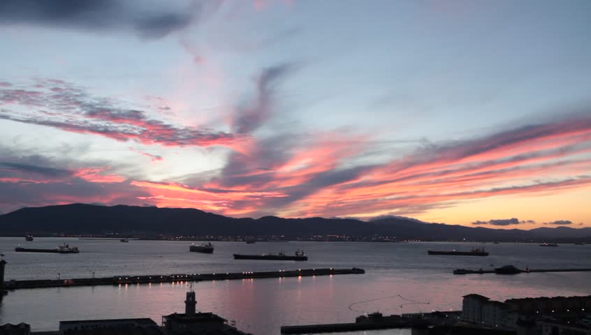 Sunset over Gibraltar Harbour