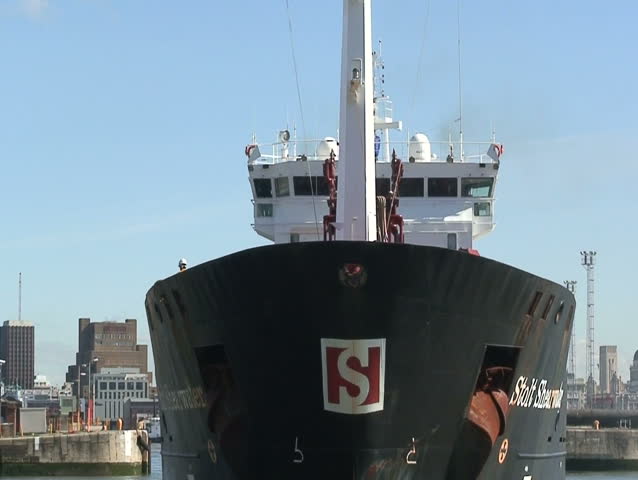 chemical tanker sailing into Liverpool docks
