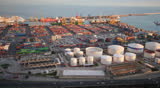 Barcelona cargo port moving fast in the afternoon 