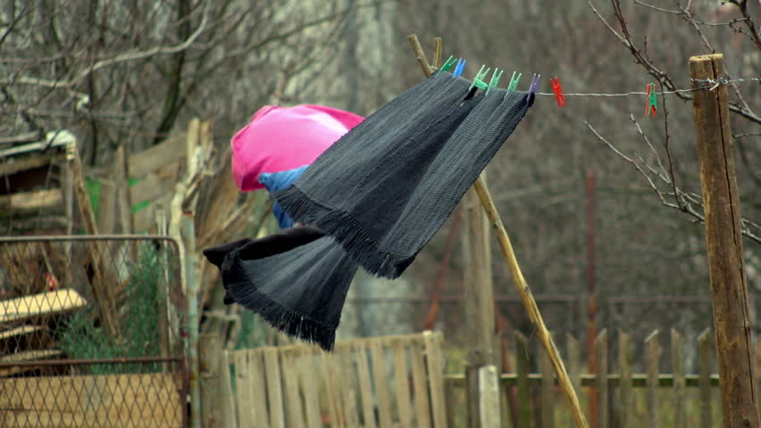 SUPER 35MM CAMERA - Laundry drying in backyard on a fresh air 