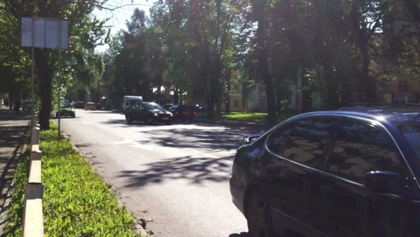 PETROZAVODSK, RUSSIA -JULY 25: Time lapse of traffic on a crossroad on July 25, 2011, Petrozavodsk, Russia.