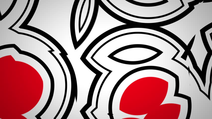 Quox - Abstract Graphical Video Background Loop /// Interestingly evolving circular patterns using a red-white-black color scheme.