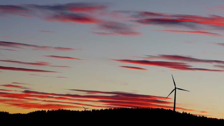 Sunset with windmills