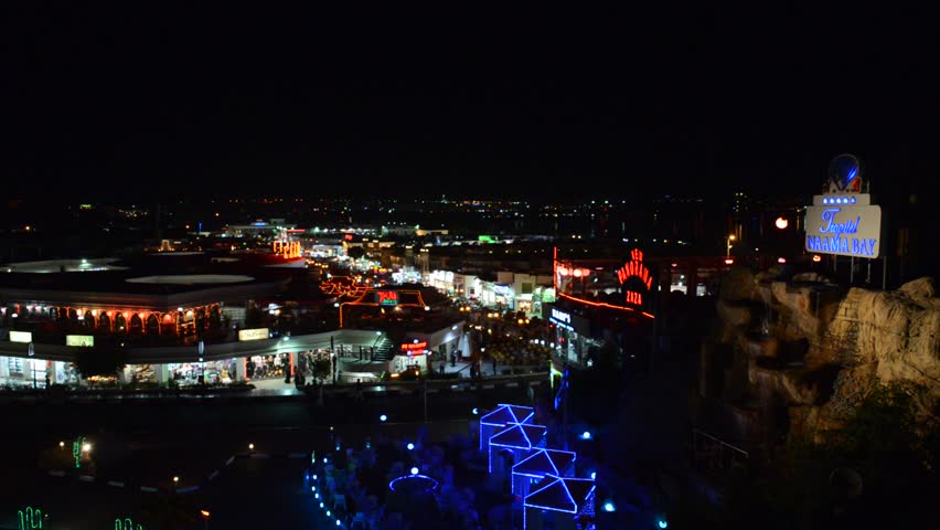 SHARM EL SHEIKH, EGYPT -  DECEMBER 1: The view on night life in Naama Bay. It is popular tourists destination on December 1, 2012 in Sharm el Sheikh, Egypt