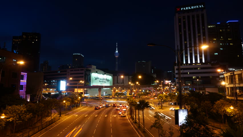 KUALA LUMPUR - JANUARY 6: Timelapse traffic of Kuala Lumpur at night on January 6, 2013 in Kuala Lumpur, Malaysia.