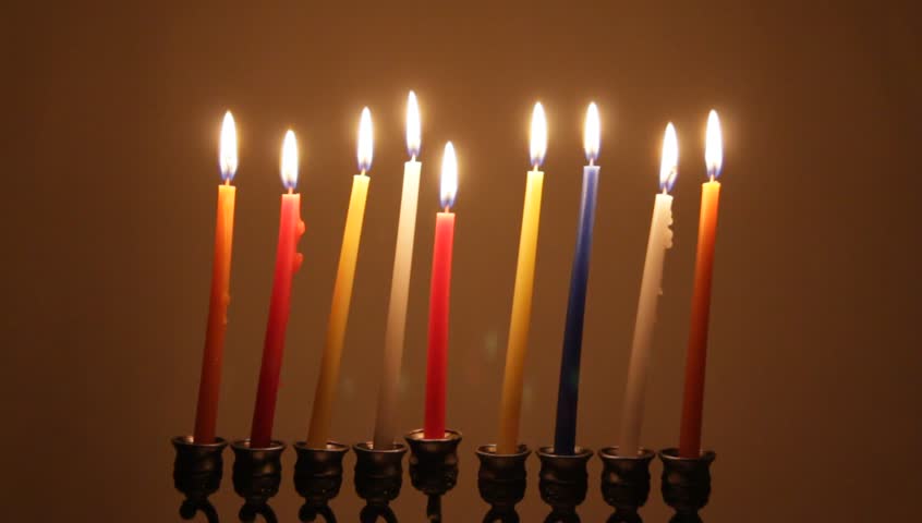 Brightly Lit Hanukkah Candles 