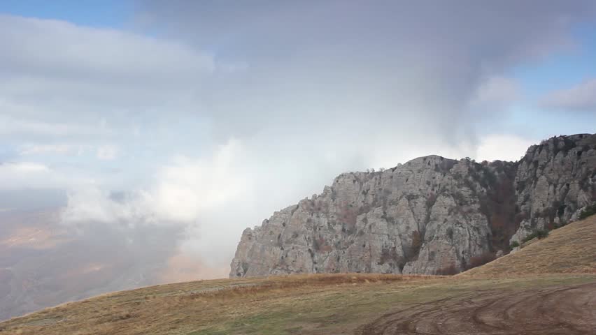 Movement of the clouds on the mountain Demerdji. Alushta, Crimea, Ukraine (TimeLapse)
