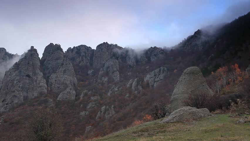 Movement of the clouds on the mountain Demerdji. Alushta, Crimea, Ukraine (TimeLapse)
