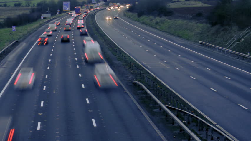 Traffic on motorway, speeded a bit as timelapse