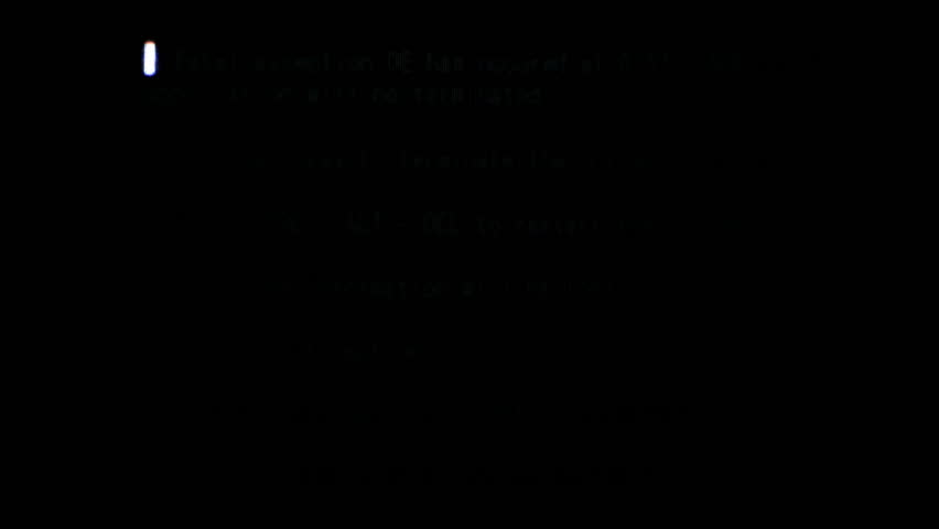 fatal error, data on computer screen