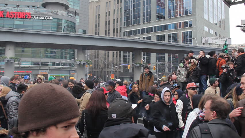 TORONTO - CIRCA APRIL 2011: Protest concerning Marijuana legalization in Toronto, Canada circa April 2011.