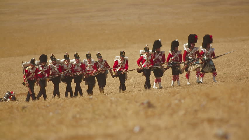 CRIMEA, UKRAINE â SEPTEMBER 29, 2012: Kilties and Russians during reenactment of Battle of Alma (Crimean War 1853 - 1856) on a historical festival in Crimea. 