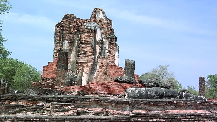 Buddha Statues at the Ruins of Wat Phra Phai Luang at the Historical Park of old Sukhothai