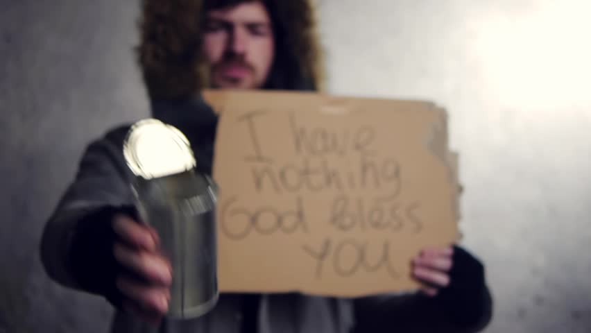 homeless man standing
