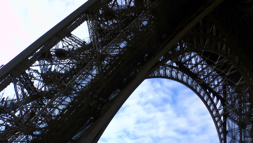 Time Lapse, People, tourists, walk up winding staircase to first overlook of Eiffel Tower, Paris, France. 1080p